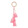 Koreanska sammet tofset nyckelring läder tassel pärla pendant bil smycken kvinnlig nyckel kedja plysch väska hänge handväska smycken gåva