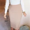 11 Colors Solid Nude Sexy Summer Bodycon Party Bandage Skirts Women White Black Beige Red Pencil Skirts 60cm 201111