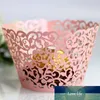 24PCS Lace Laser Cut Cupcake Wrapper forro Gift Box Moon Cake / Cupcake Embalagem Titular caixa dos doces da festa de casamento Box Container