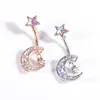 Sexy Piercing Nave Nail Body Jewelry Star Moon Colgante Cristal Botón Botón Botón Anillos Para Mujeres Niñas