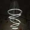 Nordic Chandelier Light Fixture Modern Pendant Lamp Luxury Diamond K9 Crystal Rings Hanging Lamp 5 Circle Chrome Chandeliers Indoor Lighting