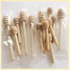 Mini Wooden Honey Stick Dipper Kitchen Tools Party Supply Wood Spoon for Jar Sticks 8cm long WY1161