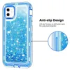 Bling Crystal Liquid Glitter Protect Phone Cases Robot Shockproof Back Cover for iPhone 14 Pro Max 13 12 11 XR XS Samsung S22 Ultra S21 Plus Note 20 S20