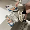 Dress Shoes Korean Style Orange Fashion For Women Chunky Sneakers Female Outdoor Mixed Color Lace Up Casual Comfortable Blue