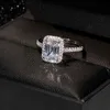Emerald Cut 2ct Lab Diamond Ring Bridal Sets Real 925 Sterling Silillengagement Wedding Band Rings For Women Gem Jewelry 2201227856392