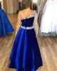 ROAL BLUE VELVET GIRL Girl Pageant Dress 2023 Ballgown Down-Sleeve Long Młoda Miss Miss Pageant Sukni