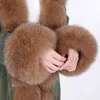 Maomaokong Winter Dames Lange Jas Mode Echt Bontjas Vrouw Parks Hooded Natural Fox Fur Collar Winter Warm Jassen 201217