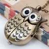 New Quartz Vintage Open and Close Owl Pocket Watch Necklace Retro Jewelry Wholesale Sweater Chain Fashion Hanging Watch Copper Color Steel