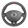 Coprivolante per auto cucito a mano in ecopelle nera PU con pennarello rosso per Clio 3 2005-2013 Clio 3 2005-2013