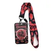 5 pcs / set anime vermelho nuvem lanyard credit crick titular chave titular chaveiro saco saco estudante mulheres viagens banco ônibus cartão de visita capa chaveiro