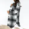 Nouveautés hiver vérifié femmes veste vers le bas pardessus chaud Plaid Long manteau surdimensionné épais laine mélanges femme Streetwear 201218