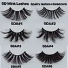 25mm Mink Eyelashes Dramatic Long Wispies Fluffy Eyelash 5D 3 Pair Lashes Thick Faux Eyelashes With Tweezers In Box 6 Styles Newes1807484