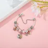 Mode 925 Sterling Zilver Roze Murano Lampwork Glas Europees Charm Kralen Vlinder Vijf Bloemblaadjes Bloem Crystal Dangle Fits Pandora Charm Armbanden Ketting B8