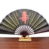 Lotus Flower Pattern Silk Bamboo Folding Hand Fans for Men Vintage Pocket Folding Fan Chinese Style1