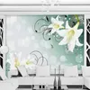Anpassad väggmålning 3D stereo Vackra liljoblommor Väggmålning vardagsrum sovrum vattentätt duk romantisk heminredning
