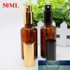 264 stks / partij 50ml Amber Glass Spray Flessen Wholesale Essentiële Olie Parfumfles met Pomp Spuitkap voor Cosmetica Make-up in aandelen
