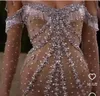 Вечернее платье Женское ткань balqeesfathi nawalelzoghbi kylie jenner tassel high шее с длинным рукавом yousef aljasmi silver beads a-line myriam fares kim kardashian