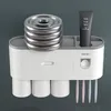 ONEUP Nuovo portaspazzolino magnetico con 2/3 / 4Cup Dispenser di dentifricio a parete Rack di stoccaggio per trucco per accessori da bagno LJ201128