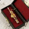 Saxophone Forme Cor français Broche Trompette avec étui Instrument de musique Cadeau de Noël Cadeau d'anniversaire Y200104