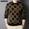 Top Grade Fashion Designer Märke Luxury Street Wear Sticka Pullover Varm tröja Autum Vinter Casual Jumper Mens Kläder 211221