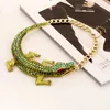 Punk Jewelry Necklace Alligator Lizard Chameleon Cool Animal Jewelry Pendant Necklace With Acrylic Rhinestone for Women Teen Girl2648