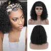 Wigs de cabeceira humana de banda de cabeça curta Jerry Curly Nenhuma perucas frontais de renda de gluia Máquina cheia de cabeça feita para a cabeça para a Black Women9601911