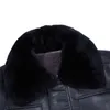 Men's Leather & Faux Middle-aged Man Fur One Winter Hair Thickening Jackets Men Coat Lapels1