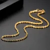 4mm Metal 18K Gold Plated Metal Cooper Woved Rope Chain Halsband för män Kvinnor Trevlig smyckesgåva 16 18 20 tum grossistpris