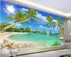 Beibehang 사용자 정의 배경 화면 HD 사랑 바다 지중해 스타일 코코넛 나무 TV 벽 홈 인테리어 휴게실 침실 3 차원
