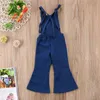 2018 Moda Crianças Crianças Bebé Menina Sem Mangas Backless Strap Denim Geral Romper Jumper Bell Calças de Beleza Verão Roupas G1221