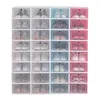 Set di scatole per scarpe da 6 pezzi Set di stoccaggio pieghevole multicolore in plastica trasparente Organizzatore per la casa Scarpiera Stack Display Organizer per stoccaggio Scatola singola 22297F