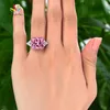 Peacock Star Luxus-Ring aus massivem 925er-Sterlingsilber mit drei Steinen, 8 Karat, Fancy Pink, mit Diamanten CFR8156 J0112