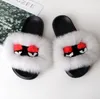 Hot Sale-Fashion Summer Gliders Kvinnor Kartong Fur Slippers Real Fox Fur Sneakers Ny Sponge Skin