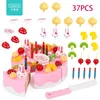 Beiens Cozinha Brinquedos 37pcs Meninas Brinquedos De Frutas De Corte De Cozinha Para Crianças Bolo De Aniversário Pretend Play Comida Falso DIY Presente LJ201009