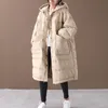 New Loose Down Coat Cloak Lantern Sleeves Hooded Warm Long Down Parkas 90% Vit Duck Down Jacket Kvinna Snö Outwear 201023