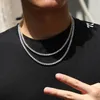 Kettingen 3mm -5mm1 rij Moissanite Tennisketting Unisex Hip Hop Sieraden Fijn Sterling Zilver 925 Voor Vrouw Mannen Gift321x