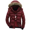 Fashion-Men's Down Parkas Winter Jacket Men Mode Hoodie Tjockad Coat Varm Bomullerad Purled Fur Collar Zip Kläder