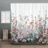 Flores cortinas de chuveiro para cortina de banheiro conjunto com anéis de ganchos impermeável cortina de banho branco rosa ouro rosa roxo 72x72 201030