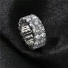 Hip Hop Iced Out Rings Micro Pave CZ Stone 9mm Tennis Band Ring Men Women Charm Jewelry Crystal Zircon Diamond Gold Silver Plated 253J