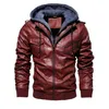 Vintage Jacket Bomber Men Kurtka zimowa gruba płaszcz mody zamek błyskawiczny Faux skórzany kurtka mężczyźni futra wyłożona ciepła płaszcz Brown 201127