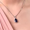 Blue Red Diamond water drop Necklace Rose gold chains women crystal necklaces fashion jewelry gift will and sandy
