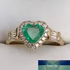 Fashion Heart Shape Green Stone Ring Luxury Zircon Band Promise Love Wedding Engagement Rings Jewelry for Women Gifts