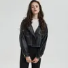 Pelle sintetica da donna 2021 Primavera Autunno Donna Giacca morbida Moto Cappotto punk nero Donna Rosso Marrone Couverture colletto Outwear1