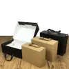 Eco-vriendelijke kraftpapier geschenkdoos zwart / bruin 4 grootte opvouwbare kartonnen verpakking doos geschikt voor kleding en schoenen HH9-3420