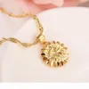 Dubaï Ethiopian Set Jewelry Collier Pendant Pendre Girl REAL 18 K Jaune solide Fine Gf Flower Europe Sett Bridal Set8746335