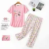 Plus size summer casual pajamas sets women Summer short sleeve cropped trousers cozy sleepwear women pyjamas 130kg 220115