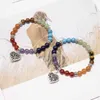 Nuoro Reiki 7 Chakra S Healing Ston Balance Armband Pulsera Hombre Spiritual Jewelry Heart Charm Chakra Armband