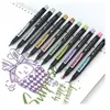 10pcs couleur métallique pinceau marqueur stylo ensemble 1-7mm pointe souple dessin peinture lettrage calligraphie album conception art fournitures F929 201225
