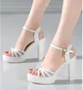 2020 new design girls fashion chunky heels sandals women's summer high heel 11cm pumps lady's platform thick sexy shoe big size 42 43 10#P42