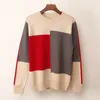 Multicolor Autumn Winter Women Sweater Oneck Knittad Jumper Top Loose Casual Warm Femme tröja 201221